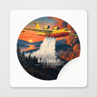 Thumbnail for Beriev Be-200ES - 3D + Name - Circle Sticker - Peel