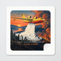 Thumbnail for Beriev Be-200ES - 3D + Name - Square Sticker - Peel