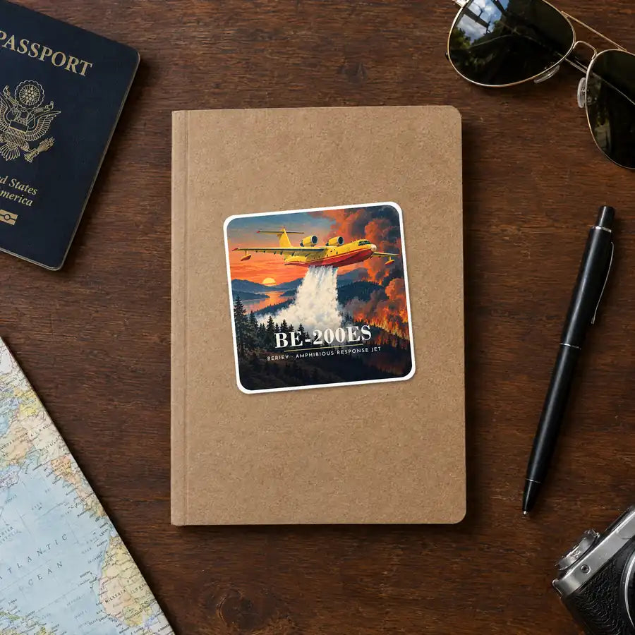 Beriev Be-200ES - 3D - Square Sticker - Notebook