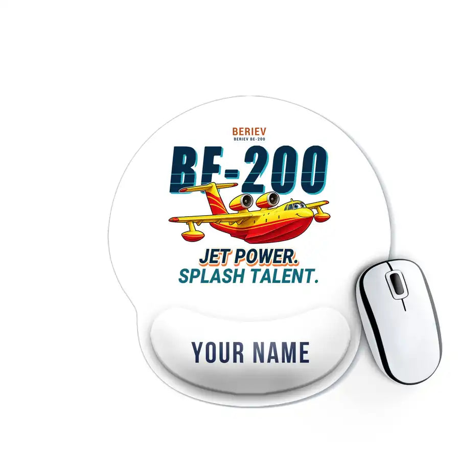 Beriev Be-200ES - Cartoon + Name - Ergonomic Mouse Pad - White