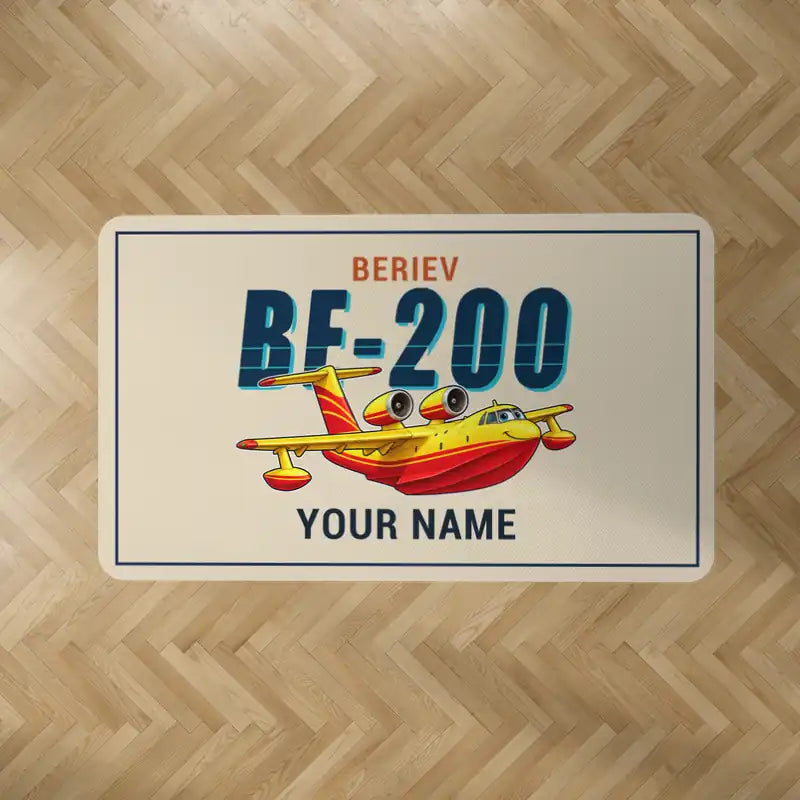 Beriev Be-200ES - Cartoon + Name - Rectangle Carpet - Beige