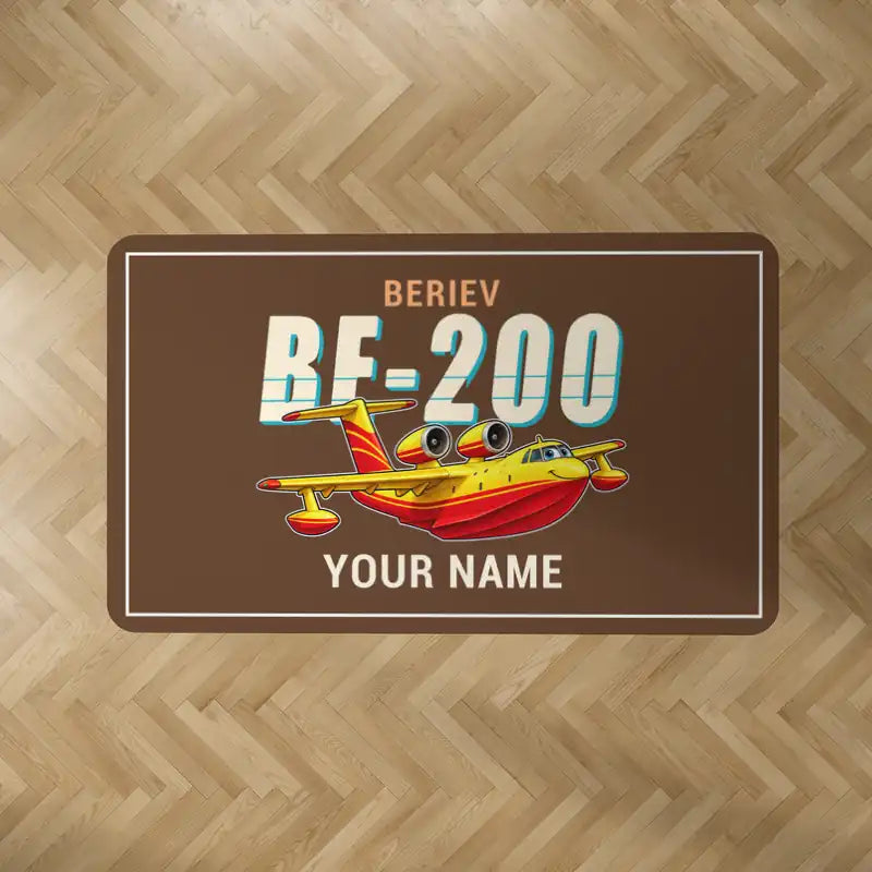 Beriev Be-200ES - Cartoon + Name - Rectangle Carpet - Brown