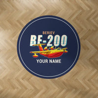 Thumbnail for Beriev Be-200ES - Cartoon + Name - Round Carpet - Dark Blue