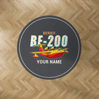 Thumbnail for Beriev Be-200ES - Cartoon + Name - Round Carpet - Dark Gray