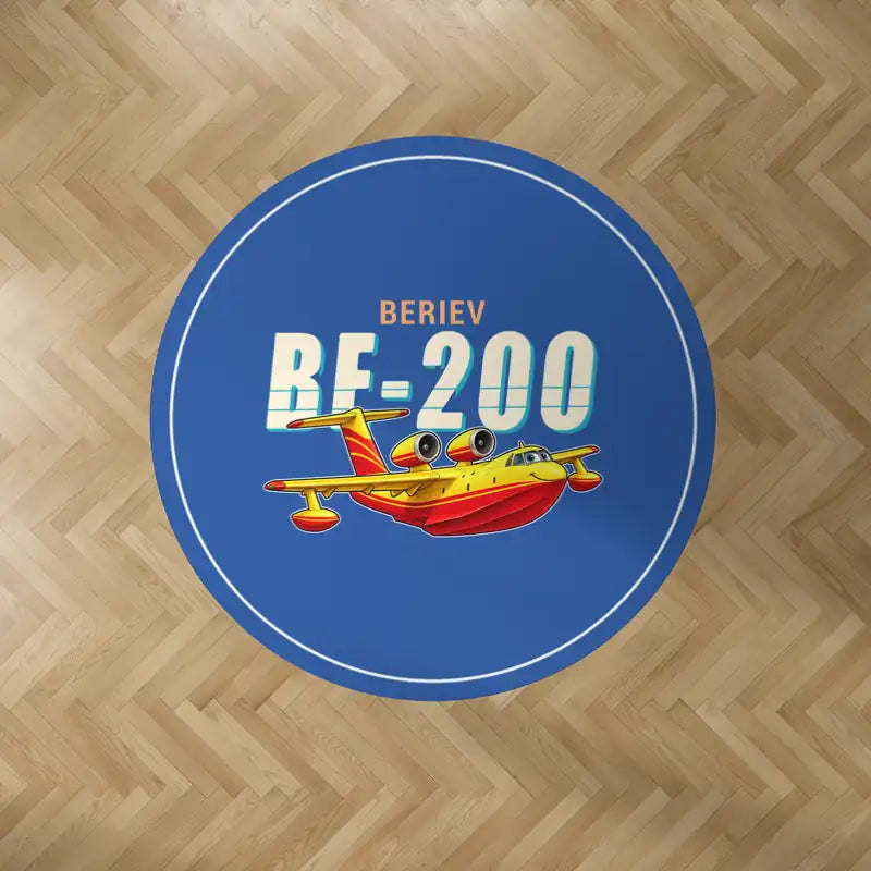 Beriev Be-200ES - Cartoon - Round Carpet - Blue