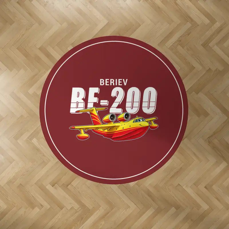 Beriev Be-200ES - Cartoon - Round Carpet - Dark Red