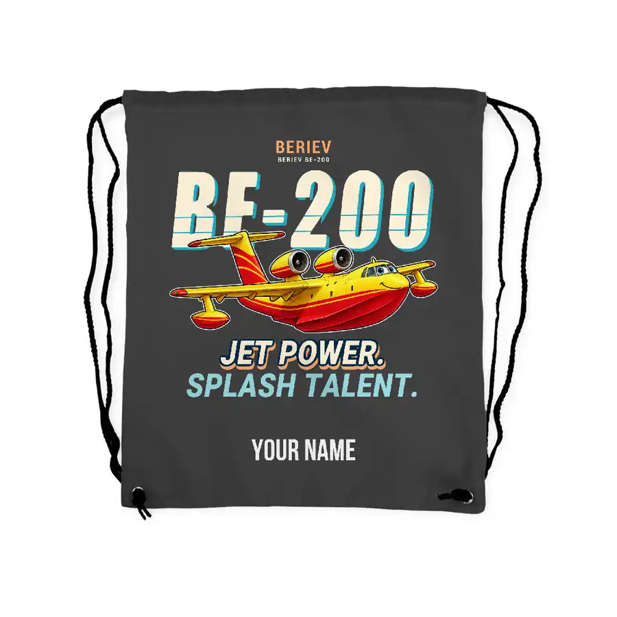Beriev Be-200ES - Drawstring Bag - Cartoon + Name - Gray