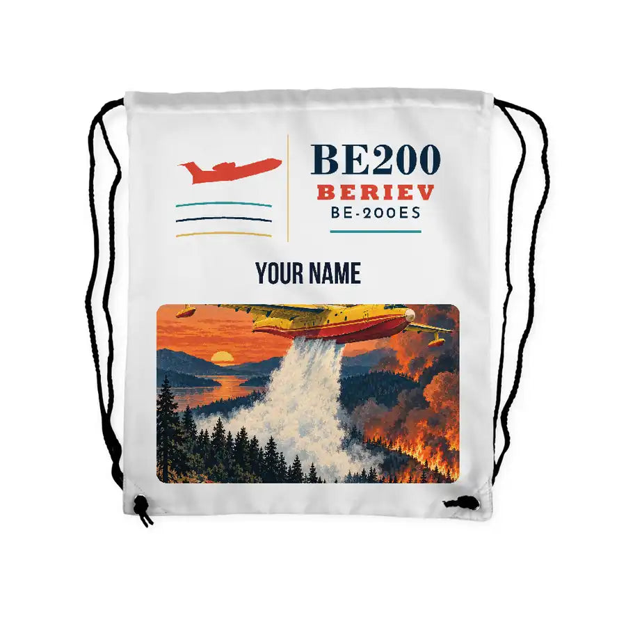 Beriev Be-200ES - Drawstring Bag - Classic + Name - White