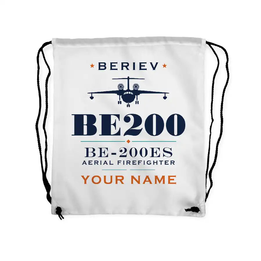 Beriev Be-200ES - Drawstring Bag - Heritage + Name - White