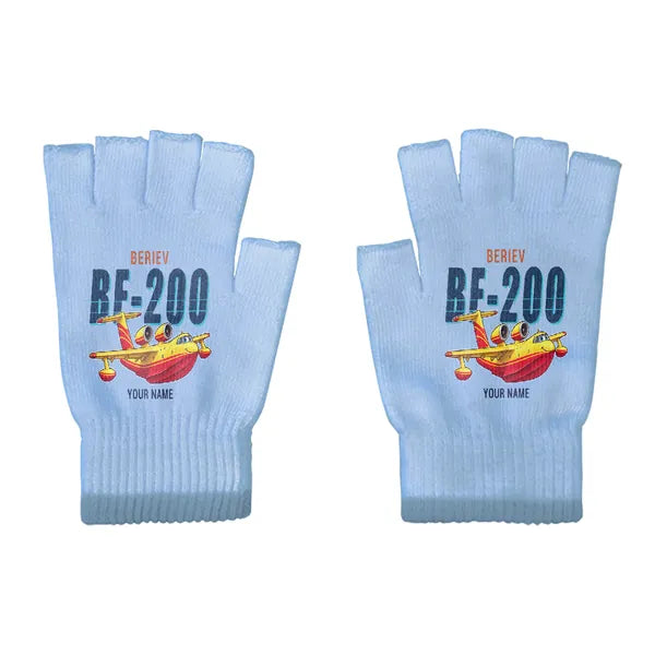 Beriev Be-200ES - Gloves - Cut - Cartoon + Name - Light Blue
