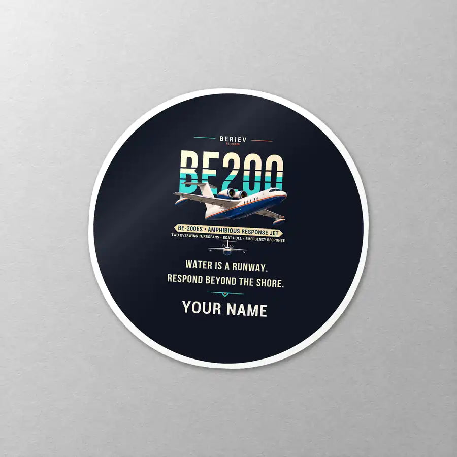 Beriev Be-200ES - Original + Name - Circle Sticker - Close-up