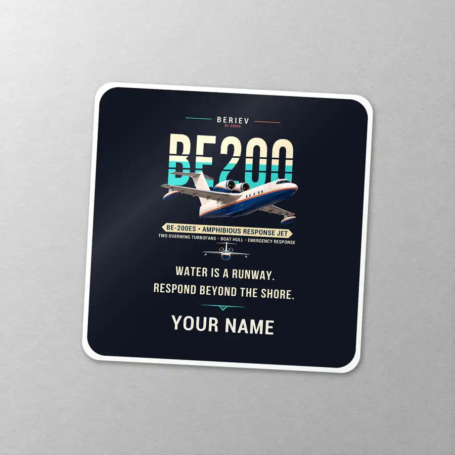 Beriev Be-200ES - Original + Name - Square Sticker - Close-up