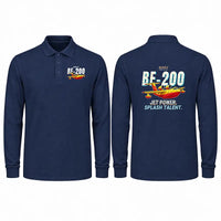 Thumbnail for Beriev Be-200ES Premium Polo T-Shirts - Cartoon - Long Sleeve - Dark Blue