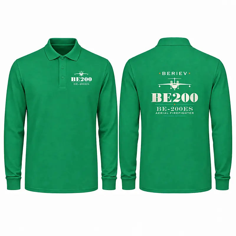 Beriev Be-200ES Premium Polo T-Shirts - Heritage - Long Sleeve - Green
