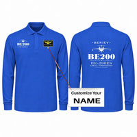 Thumbnail for Beriev Be-200ES Premium Polo T-Shirts - Heritage + Name - Long Sleeve - Blue