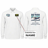 Thumbnail for Beriev Be-200ES Premium Polo T-Shirts - Original + Name - Long Sleeve - White