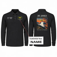 Thumbnail for Beriev Be-200ES Premium Polo T-Shirts - Poster + Name - Long Sleeve - Black