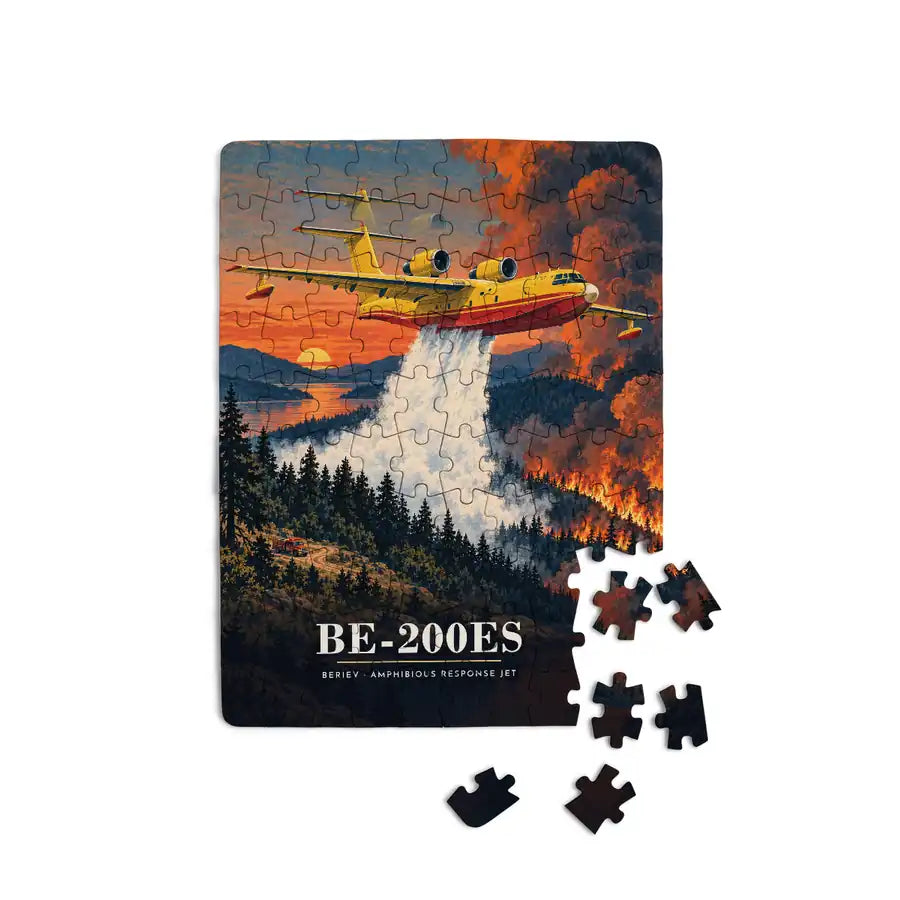 Beriev Be-200ES - Vertical + Text - Canvas Puzzle