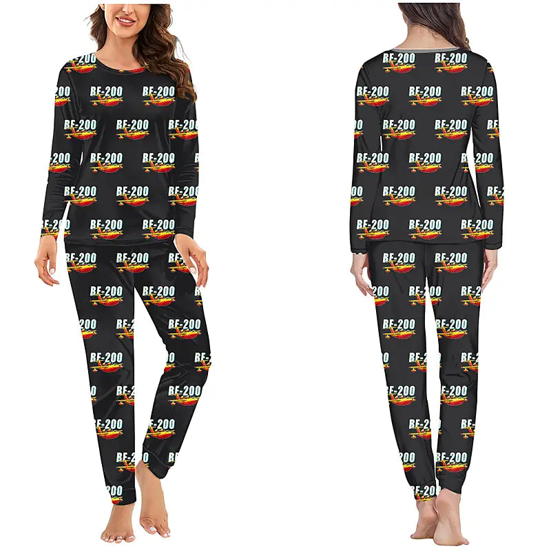 Beriev Be-200ES - Women Pajamas - Cartoon Pattern - Black