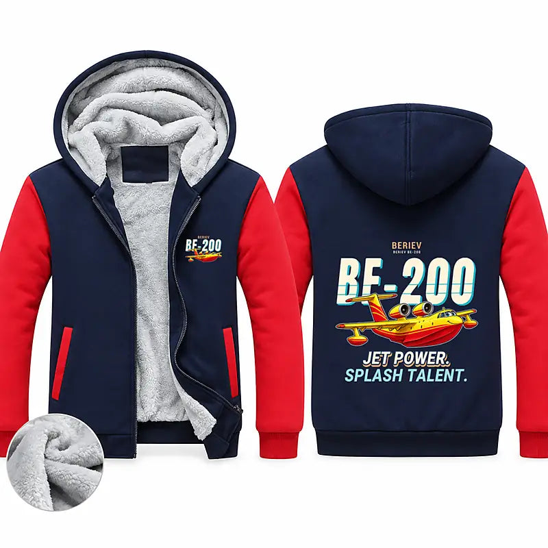 Beriev Be-200ES Zipped Sweatshirts - Cartoon - Navy & Red