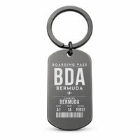 Thumbnail for Bermuda L.F. Wade International Airport BDA - Key Chain - Boarding Pass Style - Black