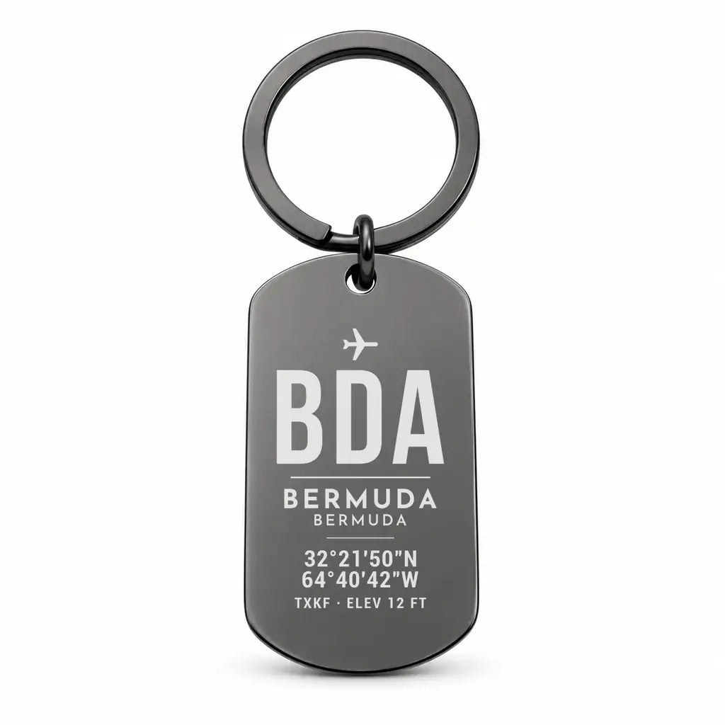 Bermuda L.F. Wade International Airport BDA - Key Chain - Original Design - Black