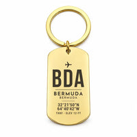 Thumbnail for Bermuda L.F. Wade International Airport BDA - Key Chain - Original Design - Gold