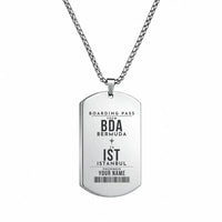 Thumbnail for Bermuda L.F. Wade International Airport BDA - Necklace - Customizable Boarding Pass - Silver