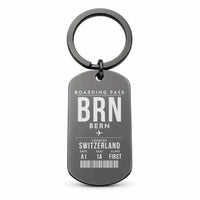 Thumbnail for Bern Airport BRN - Key Chain - Boarding Pass Style - Black
