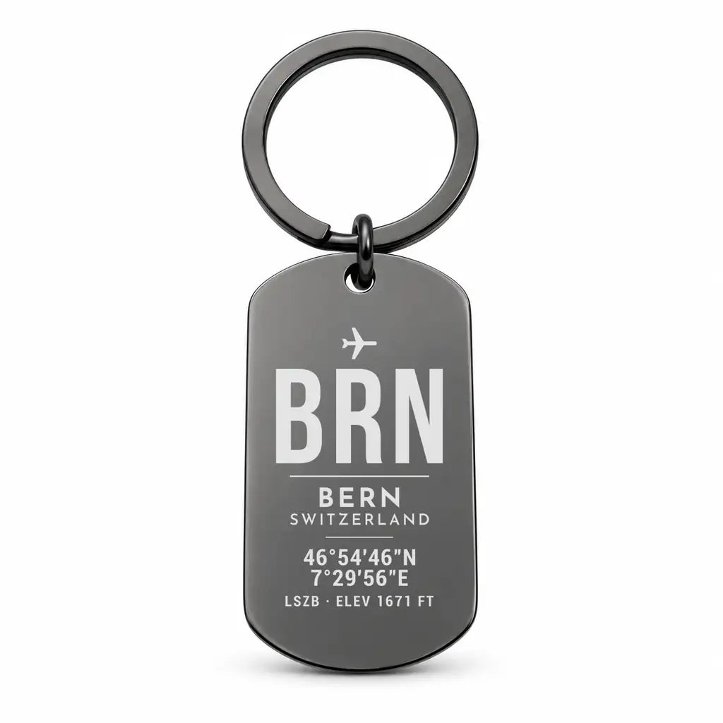 Bern Airport BRN - Key Chain - Original Design - Black