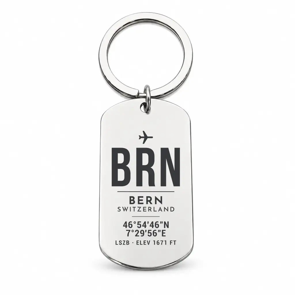 Bern Airport BRN - Key Chain - Original Design - Silver