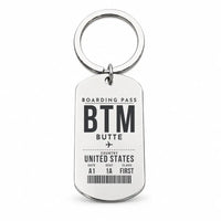 Thumbnail for Bert Mooney Airport BTM - Key Chain - Boarding Pass Style - Silver