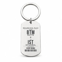 Thumbnail for Bert Mooney Airport BTM - Key Chain - Customizable Boarding Pass - Silver