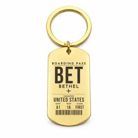 Thumbnail for Bethel Airport BET - Key Chain - Boarding Pass Style - Gold