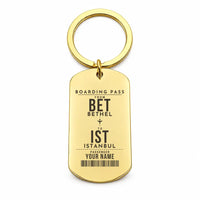 Thumbnail for Bethel Airport BET - Key Chain - Customizable Boarding Pass - Gold