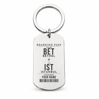 Thumbnail for Bethel Airport BET - Key Chain - Customizable Boarding Pass - Silver