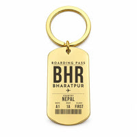Thumbnail for Bharatpur Airport BHR - Key Chain - Boarding Pass Style - Gold