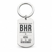 Thumbnail for Bharatpur Airport BHR - Key Chain - Boarding Pass Style - Silver