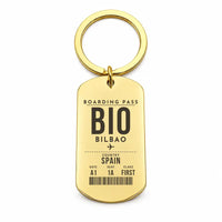 Thumbnail for Bilbao Airport BIO - Key Chain - Boarding Pass Style - Gold