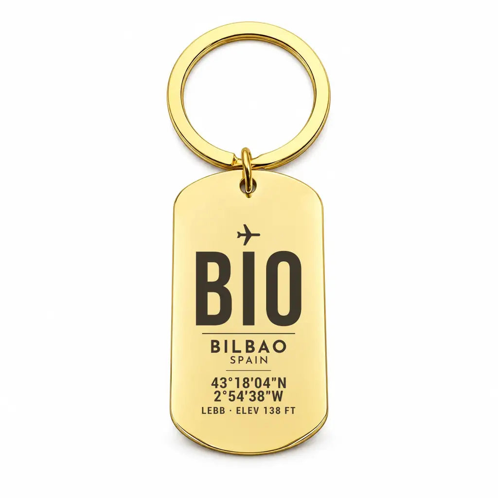 Bilbao Airport BIO - Key Chain - Original Design - Gold