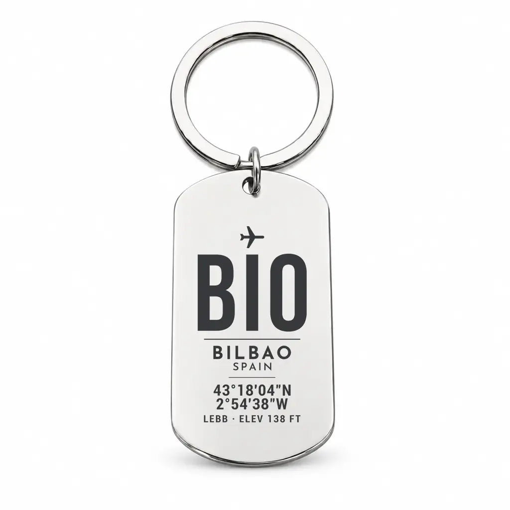 Bilbao Airport BIO - Key Chain - Original Design - Silver