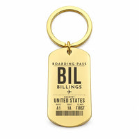 Thumbnail for Billings Logan International Airport BIL - Key Chain - Boarding Pass Style - Gold