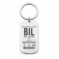 Thumbnail for Billings Logan International Airport BIL - Key Chain - Boarding Pass Style - Silver