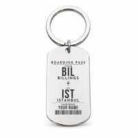 Thumbnail for Billings Logan International Airport BIL - Key Chain - Customizable Boarding Pass - Silver
