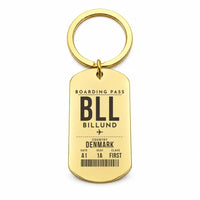 Thumbnail for Billund Airport BLL - Key Chain - Boarding Pass Style - Gold