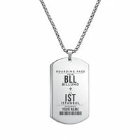 Thumbnail for Billund Airport BLL - Necklace - Customizable Boarding Pass - Silver