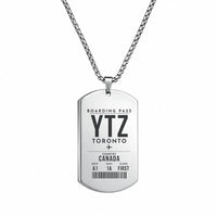 Thumbnail for Billy Bishop Toronto City Airport YTZ - Necklace - Boarding Pass Style - Silver