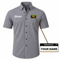 Thumbnail for Binter Canarias Airlines Short Sleeve Shirt - Gray + NAME
