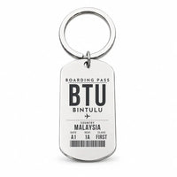 Thumbnail for Bintulu Airport BTU - Key Chain - Boarding Pass Style - Silver