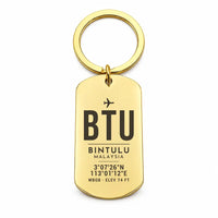 Thumbnail for Bintulu Airport BTU - Key Chain - Original Design - Gold